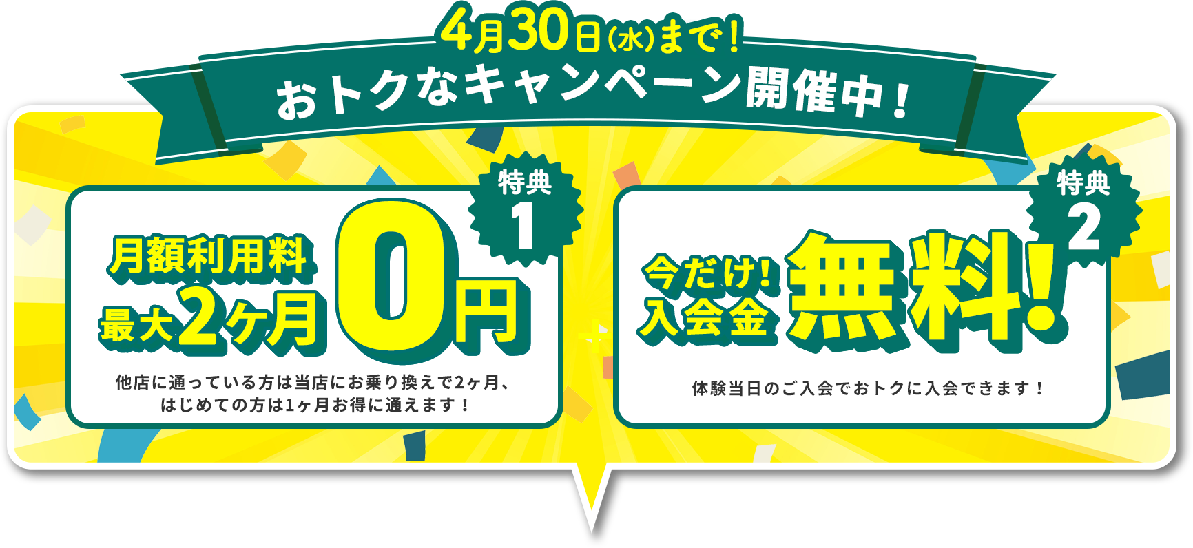 今ならお得にスタートできます！
